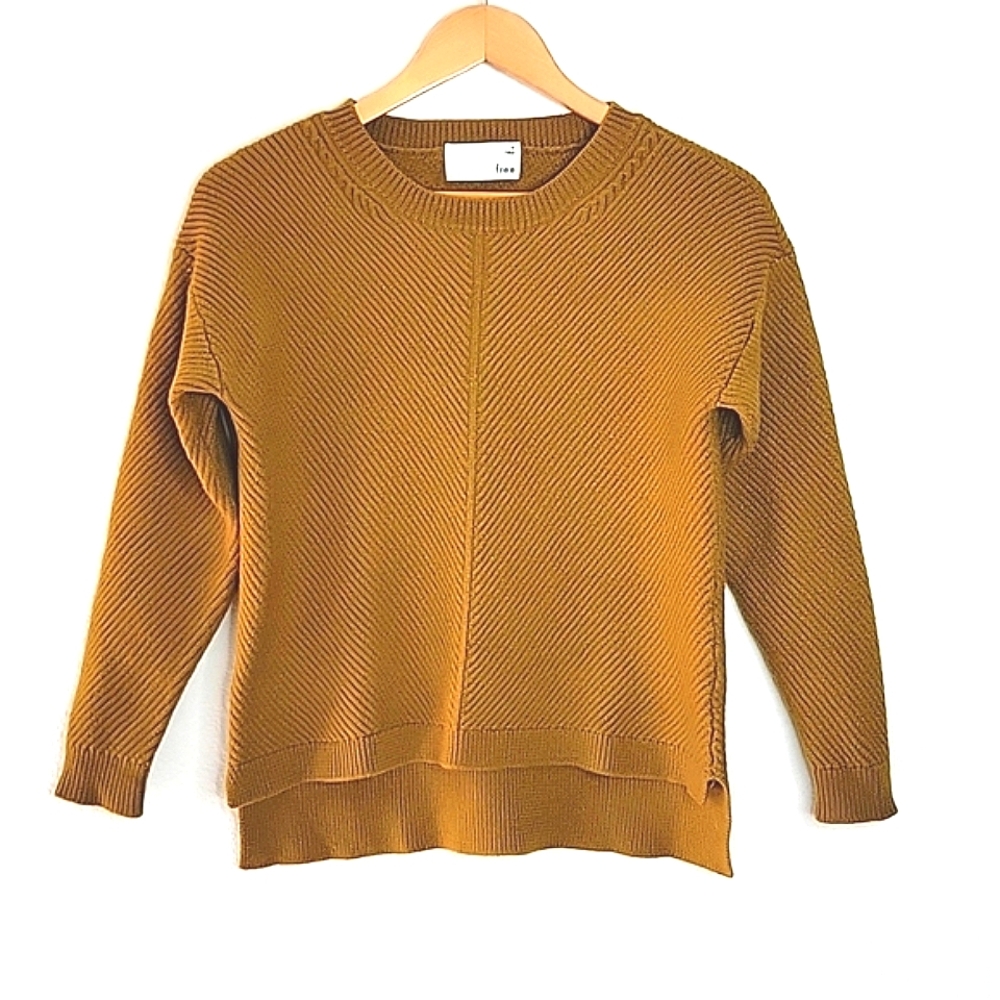 Wilfred Free Brown Crew Neck Long Sleeve Ribbed Sweater size M